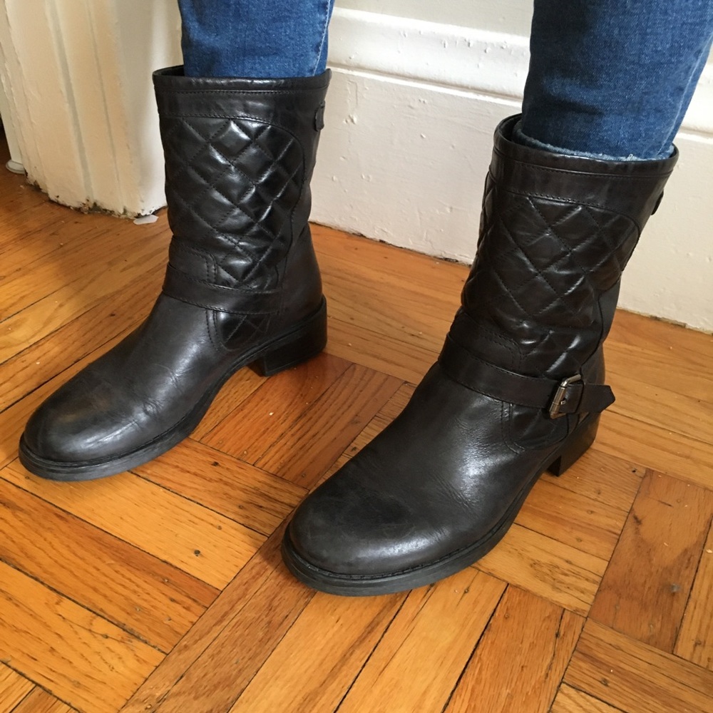 Aquatalia Black Quilted Leather Boots